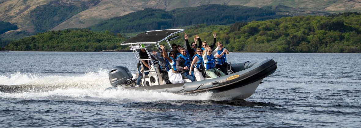 Group on humber speedboat in Loch Lomond