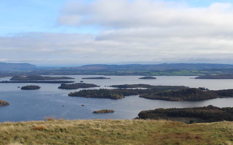 a landscape view of the islands of loch lomond