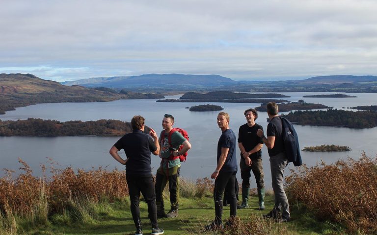 a group on a guided hike on loch lomond