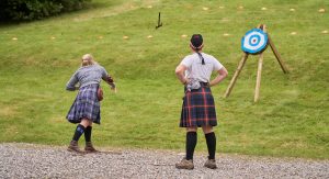 Axe throwing at a corporate event