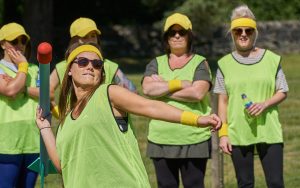 A Woman throwing a javelin in a sports day event