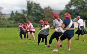 Hen Party Highland Games tug of war loch lomond