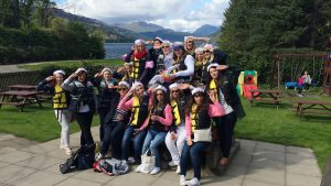 Hen party at a pub on the shore of Loch Lomond