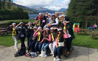 Hen party at a pub on the shore of Loch Lomond
