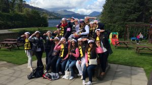 Hen party at a pub on the shore of Loch Lomond