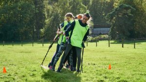 A hen group competing in team games