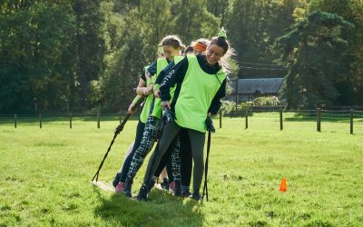 A hen group competing in team games