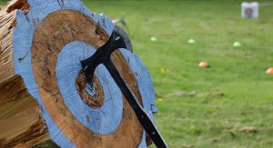Axe stuck in target