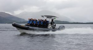 Speedboat Tour on a rainy day on Loch Lomond