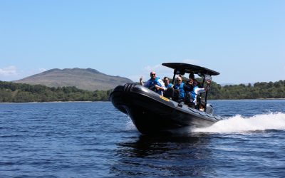 Group on a speedboat in Loch Lomond
