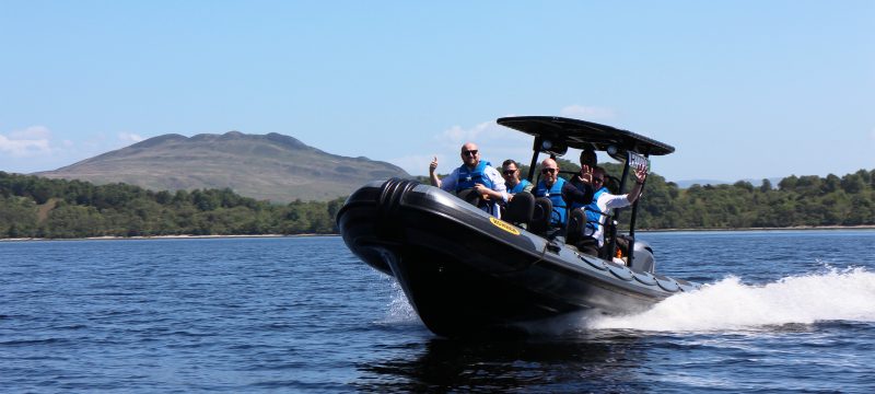 Group on a speedboat in Loch Lomond