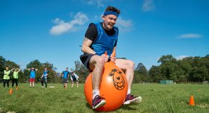 Man on a space hopper for old skool sports day